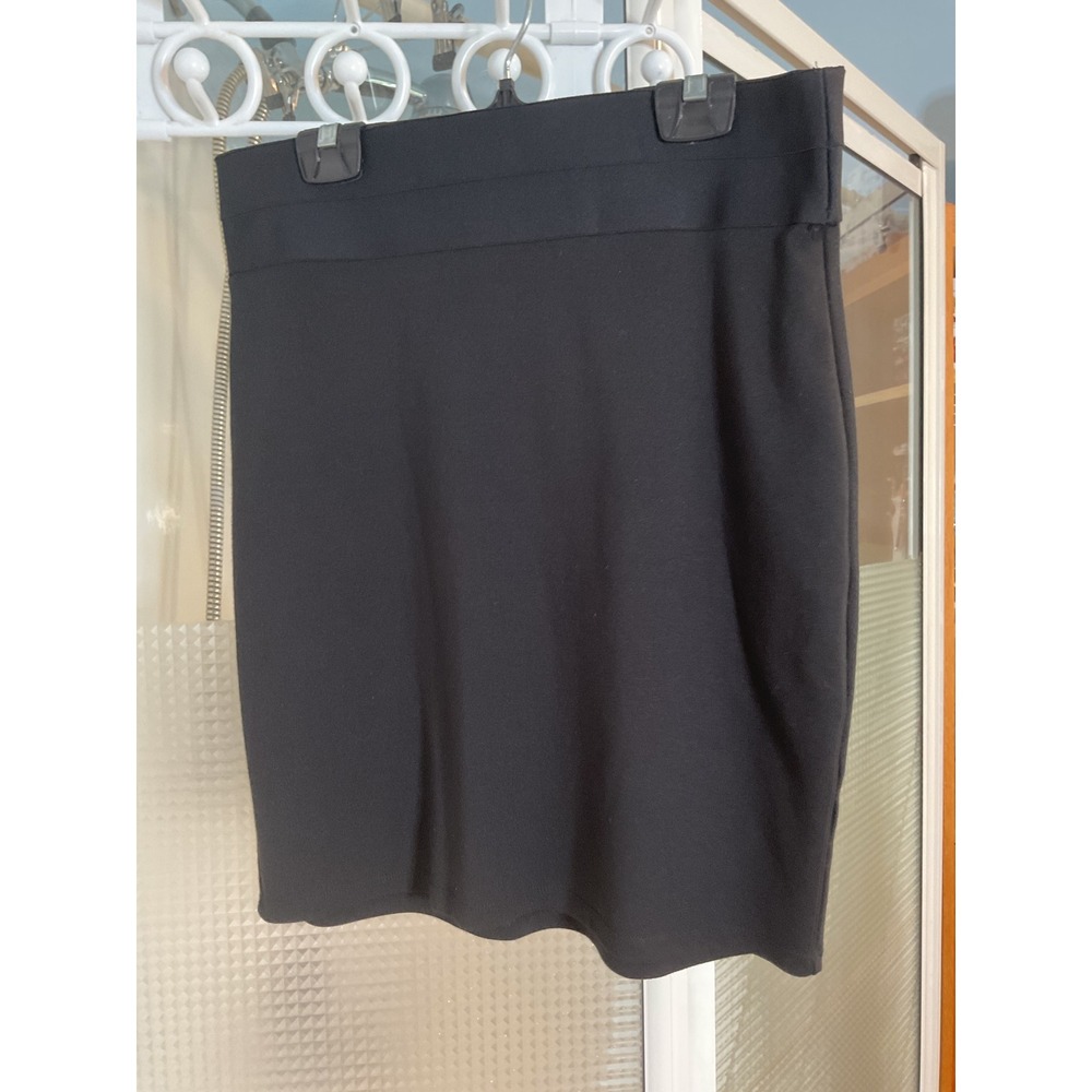 Max Studio Skirt Womens L Black Excellent Mini Stretch Knit Bodycon Waistband
